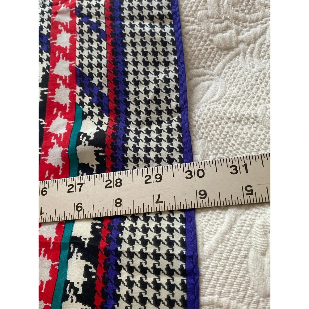 Oscar de la Renta MultiColor Vtg Houndstooth Silk Scarf 30